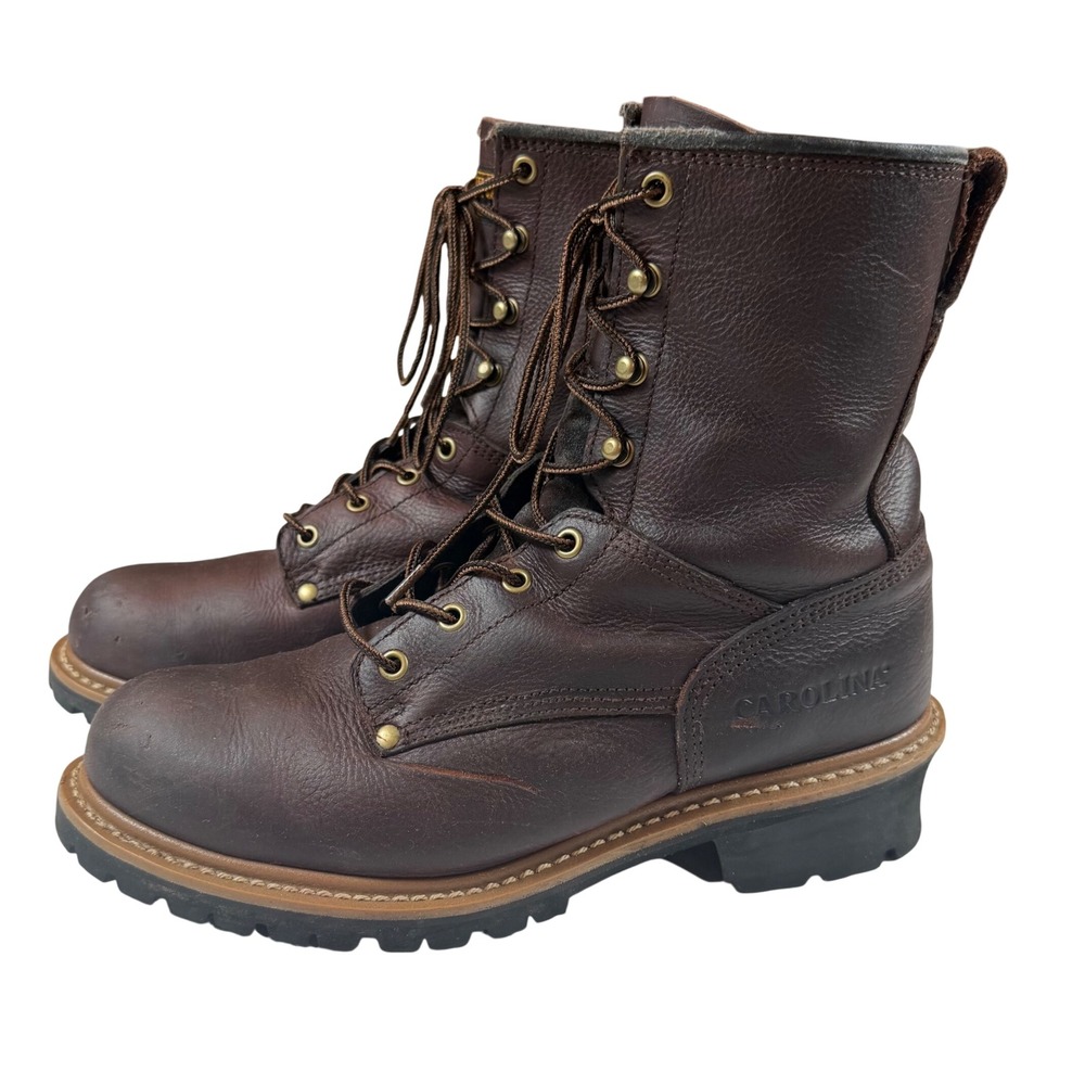 Carolina Mens 1821 Logger Work Boots Brown Leather Lace Up Steel Toe 11 D